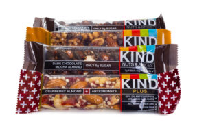 KIND bars are a low-sugar healthy snack to eat at work